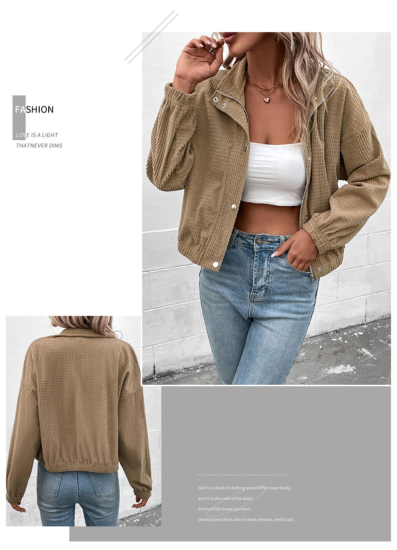 Vestes d'automne et d'hiver en velours côtelé pour femmes, nouvelle collection_voghion.com