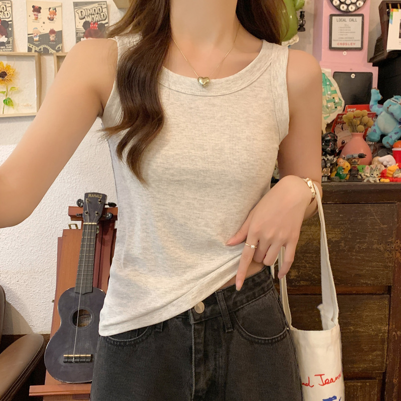 纯色基础款螺纹吊带背心女夏季修身显瘦遮副乳内搭防走光打底上衣|undefined