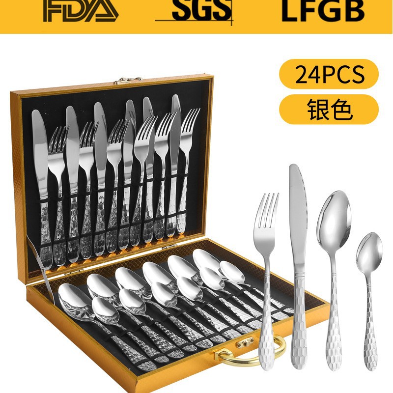 Fuente transfronteriza de cubiertos de acero inoxidable cuchillo y tenedor cuchara set cubiertos de agua set 24 / 36 / 48 piezas set caja de regalo set