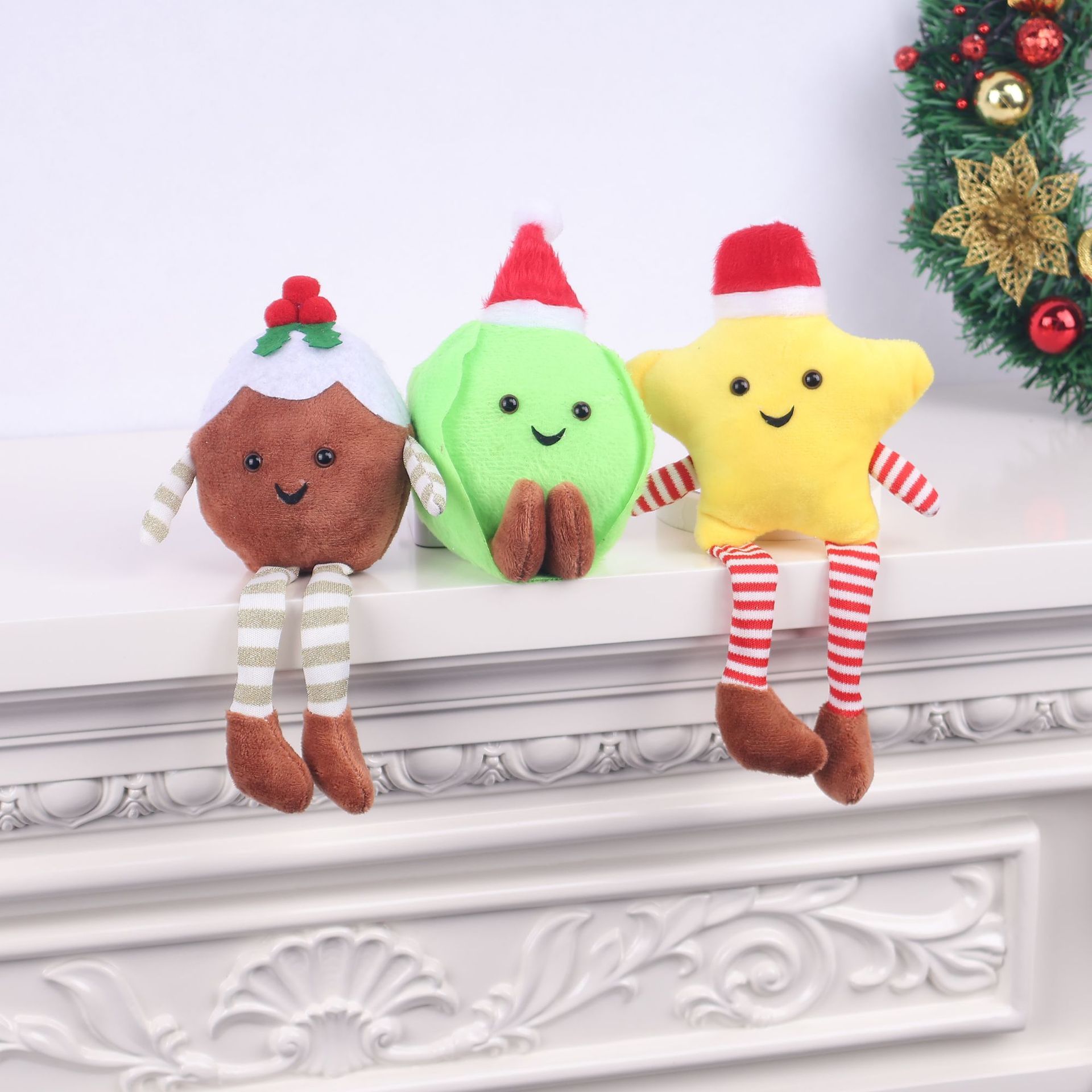 Decoraciones navideñas transfronterizas lindas muñecas de peluche para el hogar adornos de muñecas de tela muñecos de peluche en stock