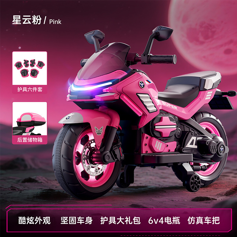 Motocicleta eléctrica para niños de dos ruedas super grande coche de juguete cool para niños y niñas se puede sentar, cargar y montar