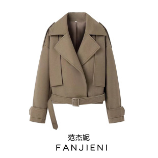 ZR foreign trade wholesale European and American style women's clothing French fashion all-Match belt V-neck loose casual woolen coat