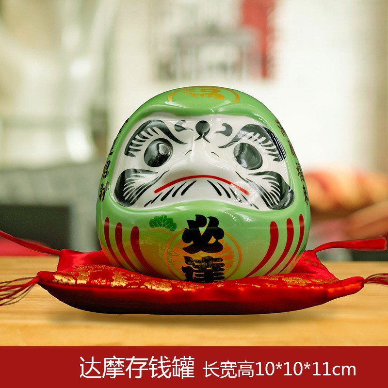 Bida 5 # 달마 돼지 저금통 * 10cm 높은 녹색