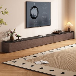 Modern Simple Extended Floor Cabinet Solid Wood Tv Cabinet Black Walnut Tv Cabinet Living Room Floor-Standing Storage Cabinet Second-Hand