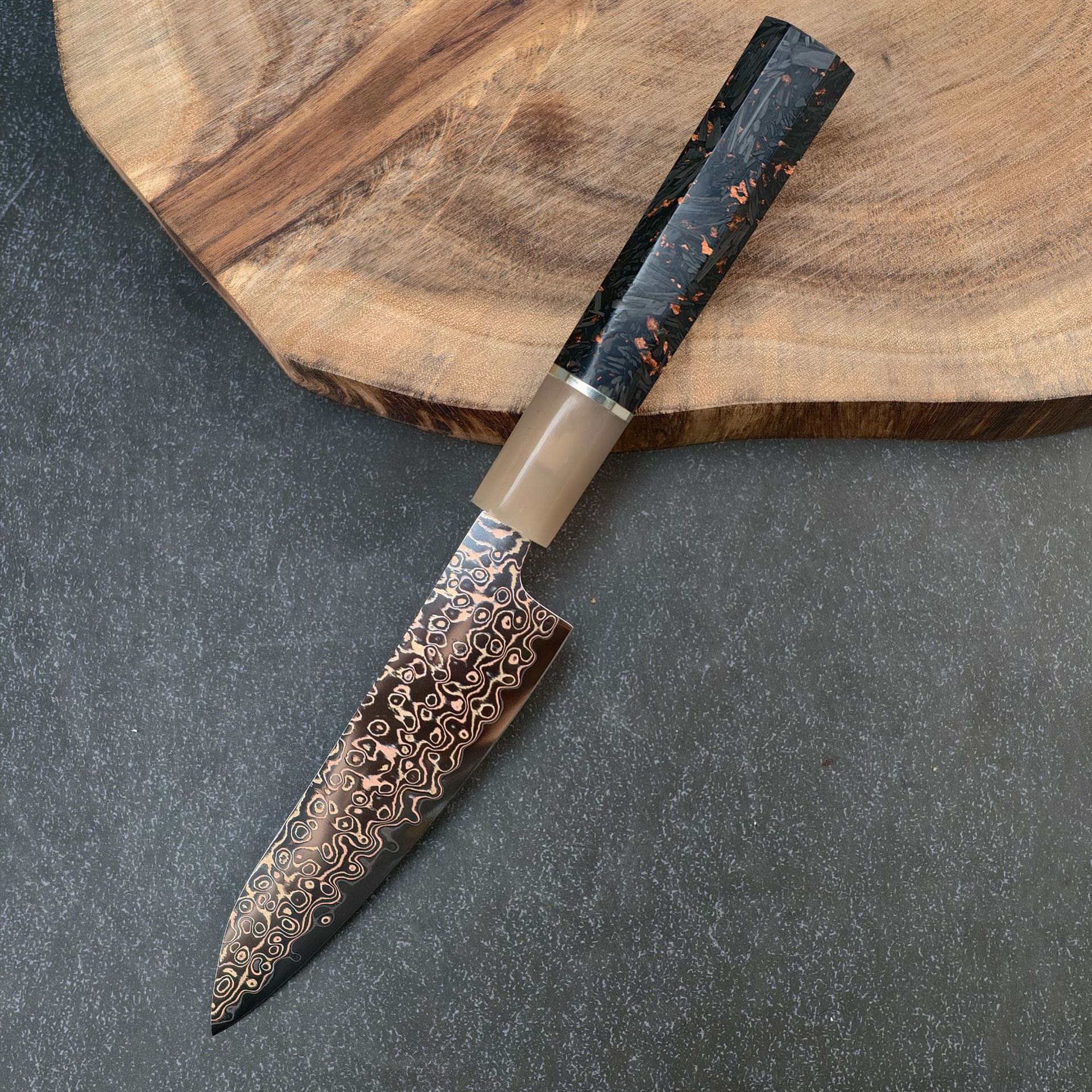 铜大马VG10水果刀剔骨刀削水果专用刀多功能万用刀花纹钢家用厨师