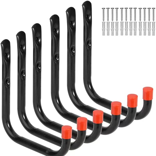 Amazon Cross-border Hot Selling Square Pipe Red Hat Heavy Duty Wall Hooks Garage Bicycle Garden Garden Hooks