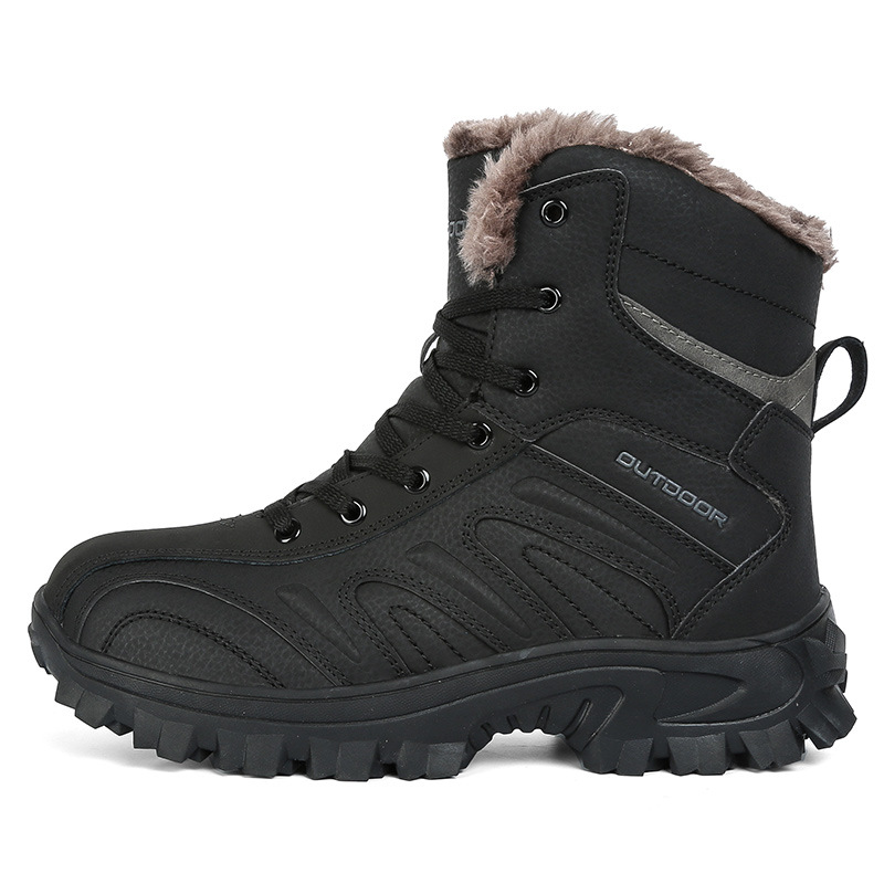 Nuevos deportes casuales transfronterizos para hombres al aire libre calentamiento de algodón botas de nieve de moda al aire libre zapatos de montaña negros con veludo