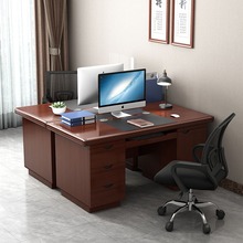简约现代台式电脑桌家用办公桌单人职员桌带抽屉加厚财务桌包安装