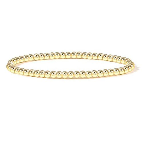 European and American cross-border jewelry gold-plated round beads simple versatile 4mm 6mm safety pin bracelet elastic cord