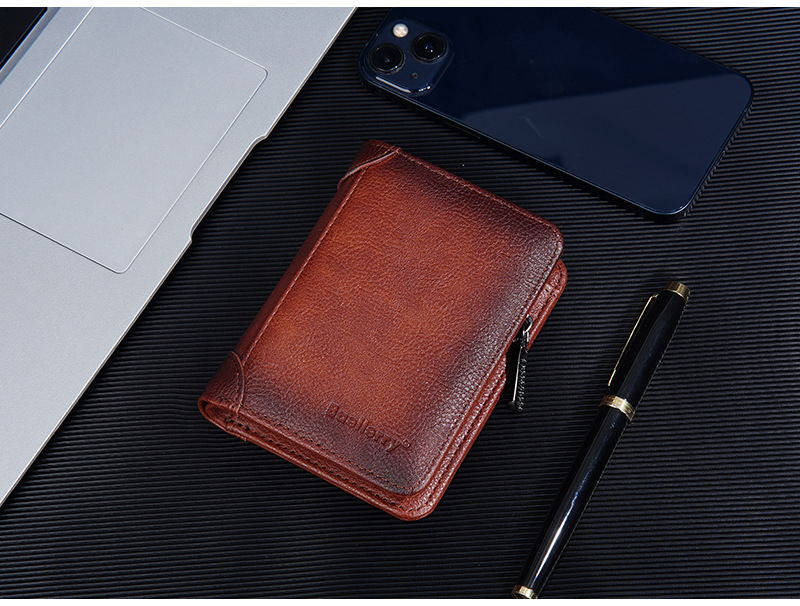 69g Weight Polyester Lining Material Zipper Closure Type Small Wallets Bags Type 1 Piece Quantity Daily Occasion Pu Leather Material Solid Color Pattern All Seasons Season Men's Gender Sewing Thread Design Business Style Square Shape Men's Solid Color Pu Leather Zipper Small Wallets 12