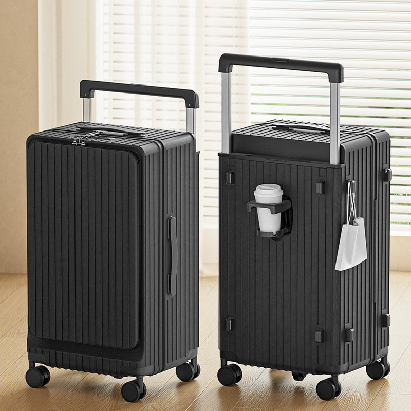 Wide tie rod five-wheel large-capacity 26-inch anti-fall luggage case side open cover all-way suitcase expansion password luggage case