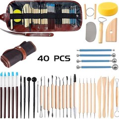 クロスボーダー陶器ツール40点セット、陶器粘土石彫刻ナイフ、粘土DIY粘土彫刻ナイフ、ドリルペン、インデントペン