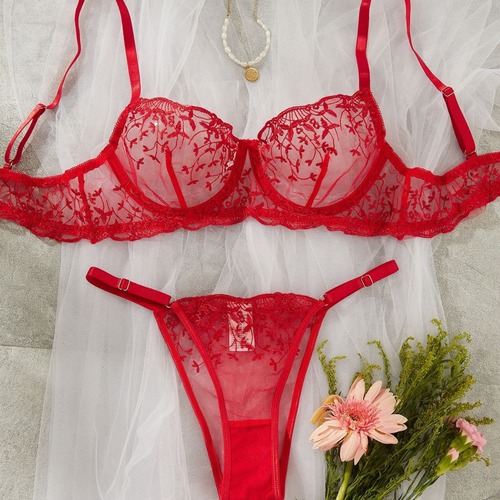 Sexy Lingerie: Bestselling European and American-Style Embroidered Sheer Sets for Women