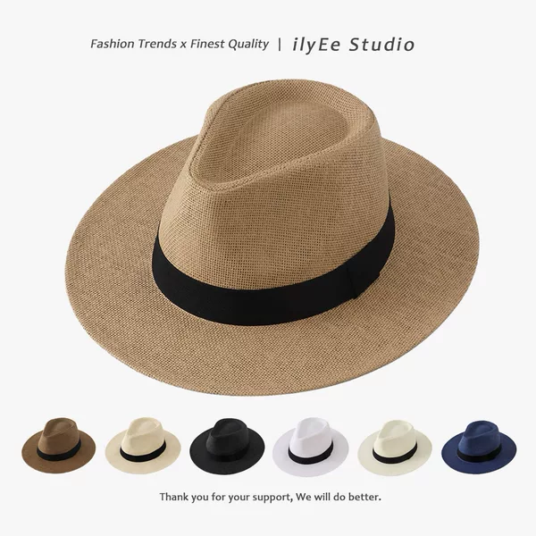 Hat Men's Summer Vacation Straw Beach Hat Summer Sun Protection Sun Hat Men's Sun Hat Panama Hat Women