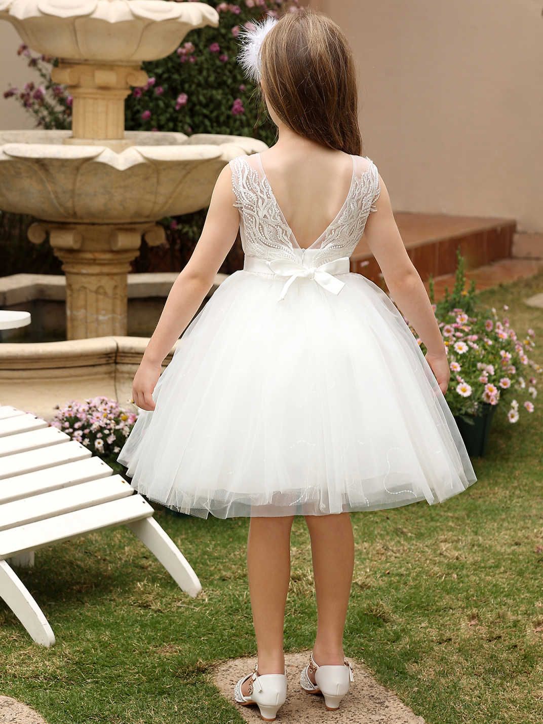 Vestido de niños transfronterizos princesa niñas vestidos de niñas vestidos de boda corto sin mangas