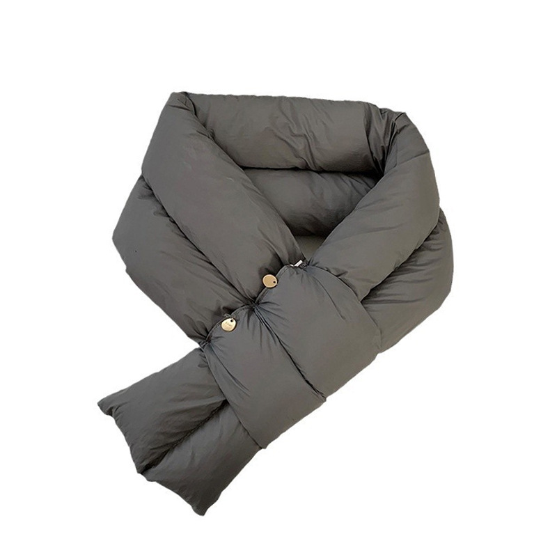 Nuevo estilo coreano de moda de color sólido cruzado plumón de cuello de invierno mujeres de alta calidad sensación universal bufandas de aire extranjero