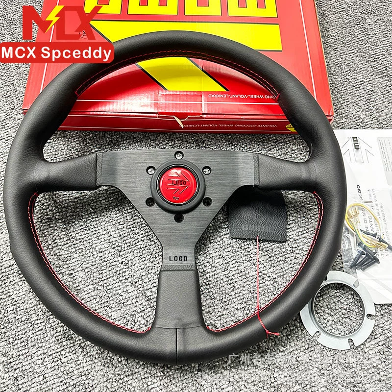 Модификация автомобиля конкурентные гонки 14 дюймов кожаный руль V1 Универсальный расстояние между отверстиями 70 мм