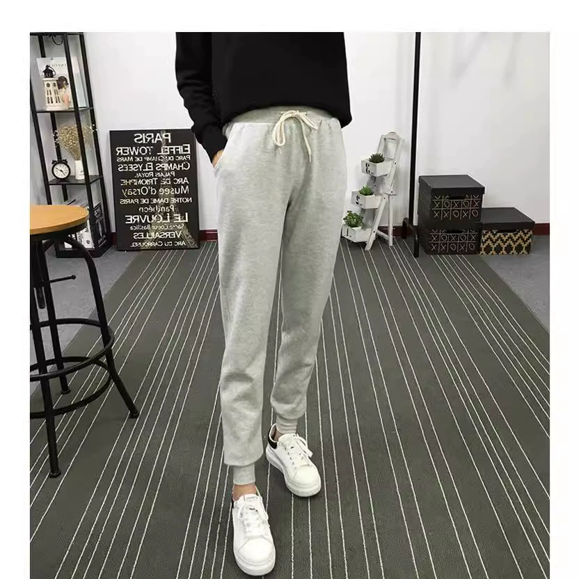 Весенне-летние повседневные длинные брюки больших размеров для женщин, спортивные штаны из чесаного хлопка, повседневные спортивные брюки, свободные облегающие брюки, оптовая продажа в корейском стиле.