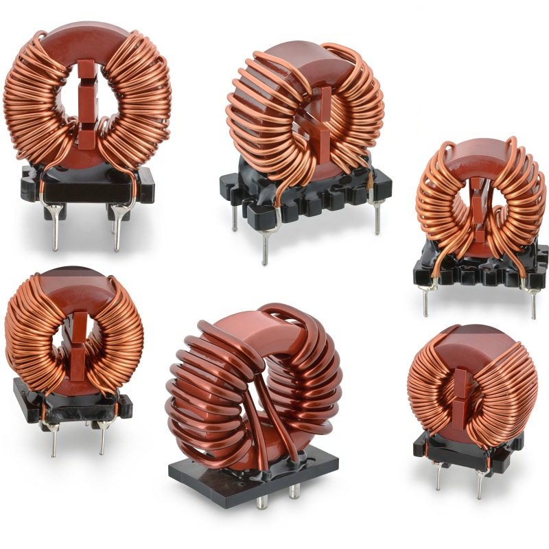 高频镍芯共模电感扼流圈 非晶纳米晶磁环电感带底座噪声抑制
