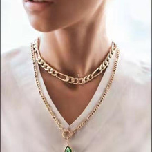 欧美夸张大粗链条金属装饰项链女潮INS冷淡金色短款锁骨链毛衣链