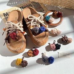 秋冬新款MIU系流苏花球高级感挂件鞋扣德训袋鼠鞋穆勒鞋DIY装饰扣