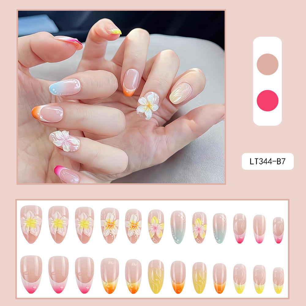 Uñas postizas 3D estéreo blanqueadoras, muy vendidas, piezas de arte de uñas portátiles transfronterizas, pegatinas de uñas sencillas con un toque de alta gama, venta al por mayor