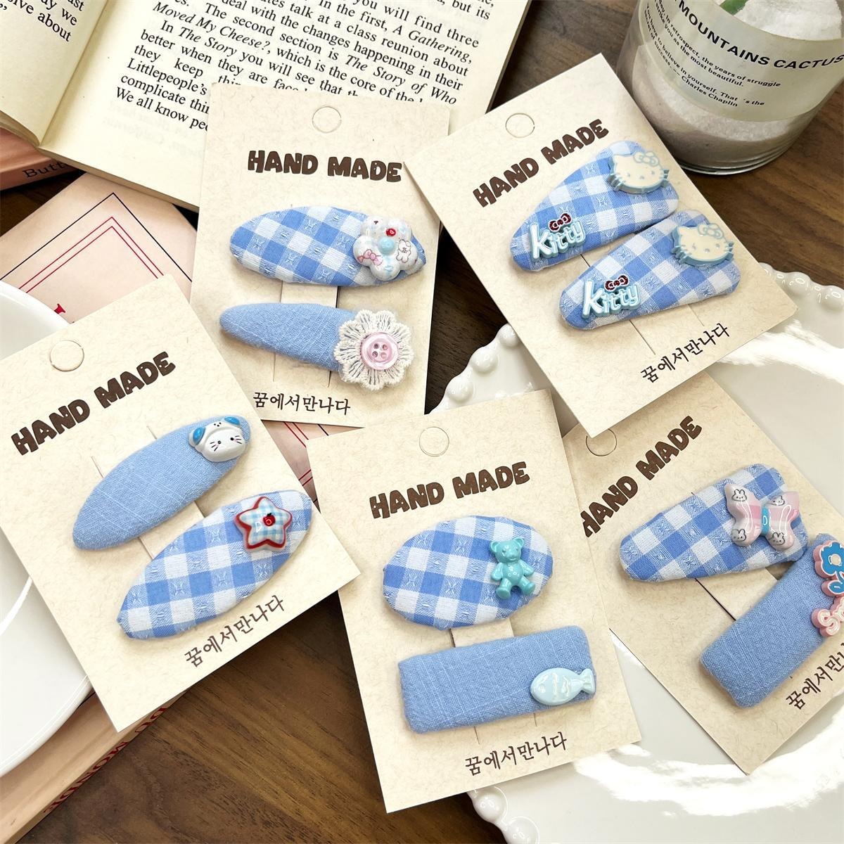 Dulce azul ondulado adornos de cabello para niños adorables clip de cabello BB tarjeta de cabello para niñas clip de cabello frangeo en stock