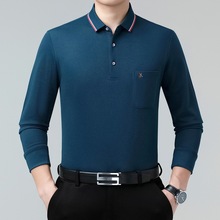 品牌男士桑蚕丝上衣2025秋冬商务休闲男式POLO衫免烫宽松爸爸体恤