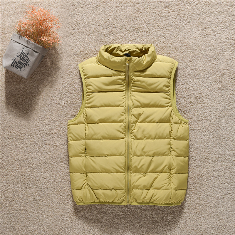 밀짚 노란색 스탠드 칼라 조끼