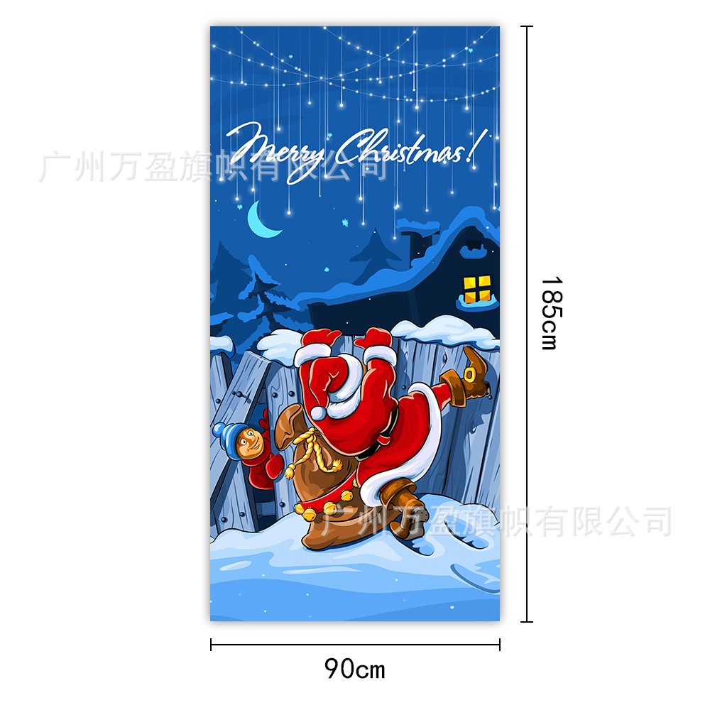 2025 nuevos productos de navidad cortina de bandera Santa Claus para ver la hoja de regalo decoración de tela colgante Bandera de bienvenida de Navidad