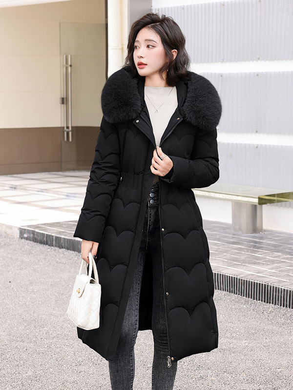 国境を越えた貿易新しい綿の服の女性のロング大きな毛皮の襟ファッション綿の服冬の韓国スタイルの緩い厚い大きいサイズのコート|undefined
