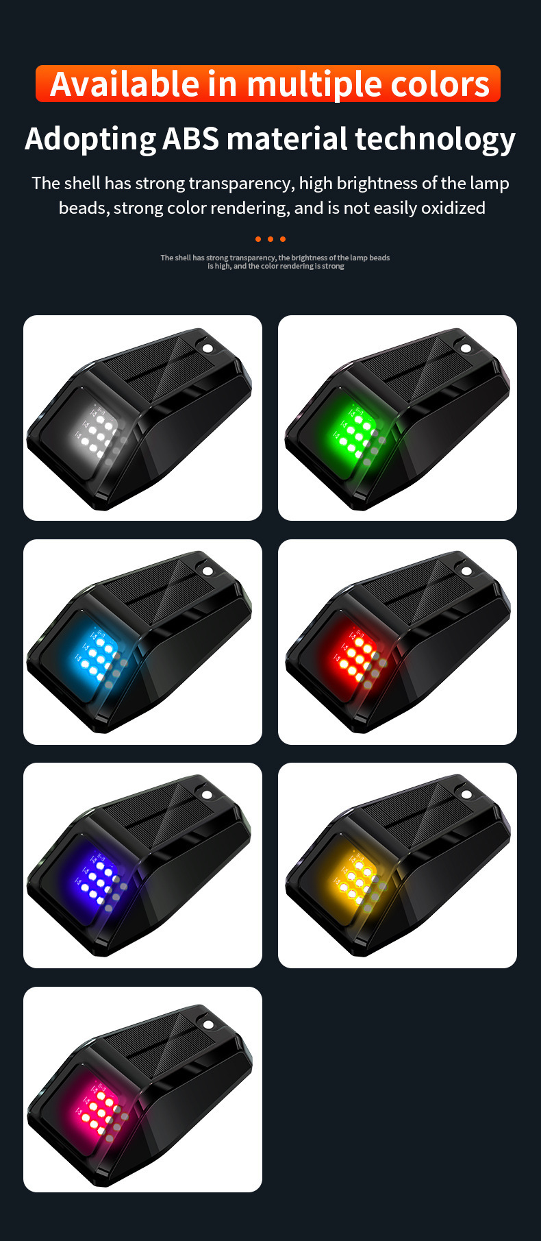 Off-Road Vehicle Suv Pickup Car Roof Led Solar Pilot Light Wiring-Free Modification Decorative Universal Warning Strobe Light