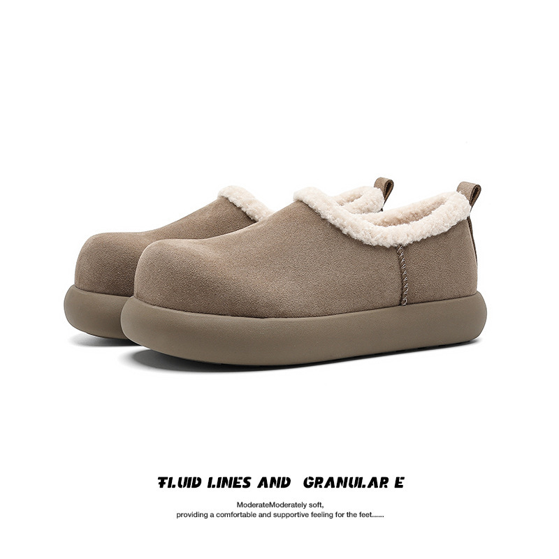 Casual Big-Toe Fleece-Lined Snow Boots for Women in Winter, Thick-Soled Slip-On Slip-Ons, Warm Cotton Shoes, Trendy Furry Shoes for Couples Casual Big-Toe Fleece-Lined Snow Boots for Women in Winter, Thick-Soled Slip-On Slip-Ons, Warm Cotton Shoes, Trendy Furry Shoes for Couples