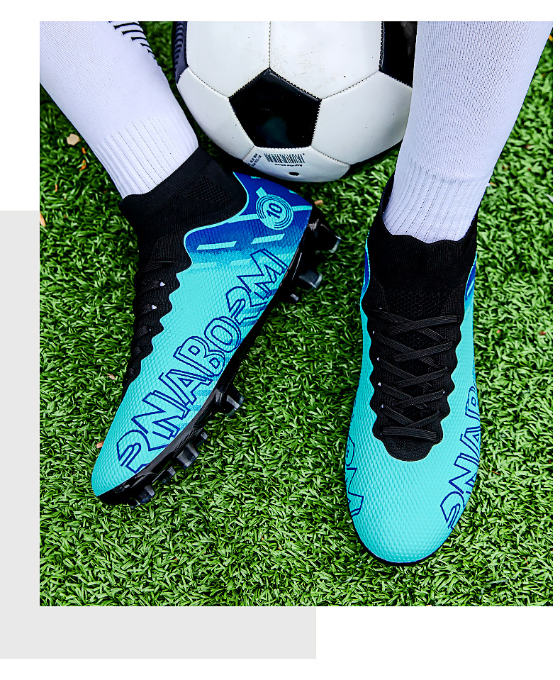 Autumn New High Top Long Men's and Women's Gold School Professional Training Broken Nail Football Shoes_voghion.com