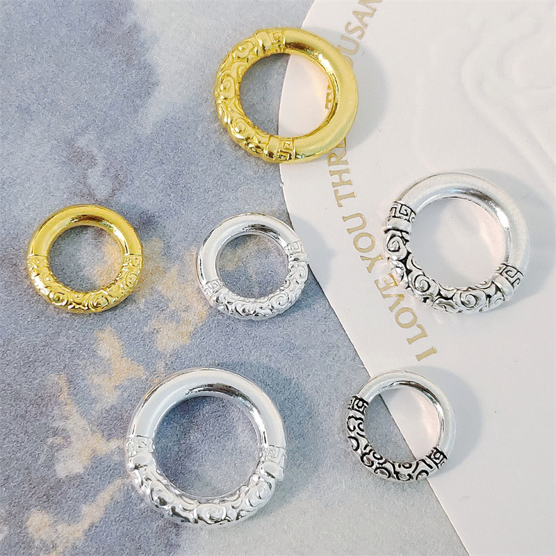 Alloy Running Ring Accessories Ancient Silver Gankun Ring Gold Hoop Stick Beaded Ruyi Xiangyun Bead Ring Necklace Piece Pendant