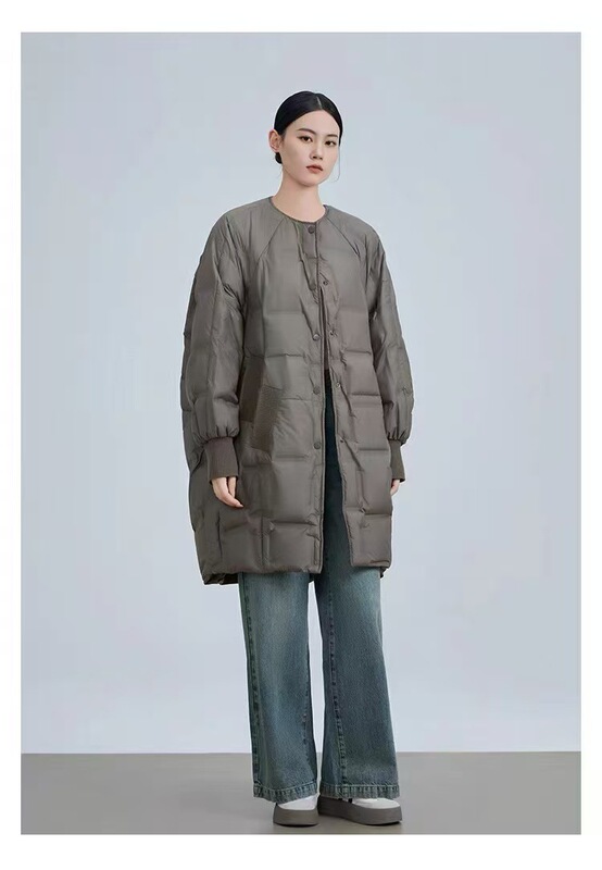 2052年新款羽绒服女装中长款冬季韩版圆领大版欧货休闲时尚外套潮|undefined
