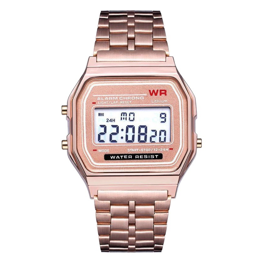 Reloj electrónico LED WR F91W – correa de acero estilo Harajuku, moda retro multifuncional