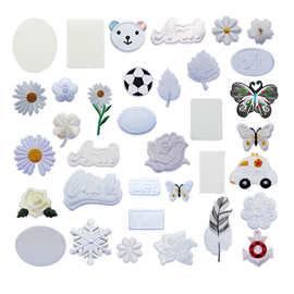 纯白色补丁贴自粘羽绒服衣服破洞修补熨烫贴花朵花爱心树叶刺绣贴