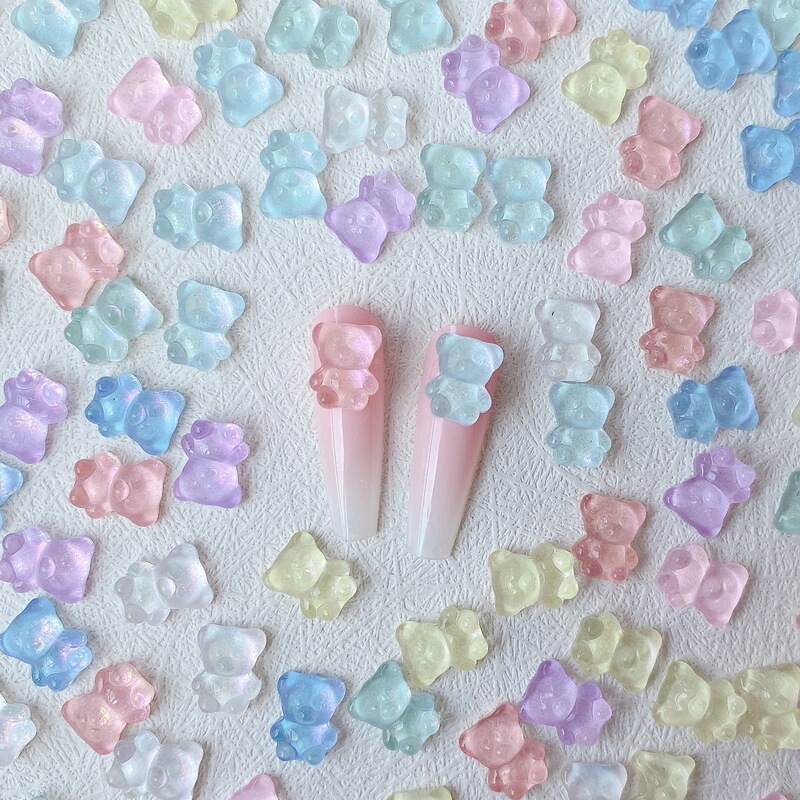 Internet Celebrity Hot Selling Candy Star Mocha Bubble Bear Teddy Bear DIY Nail Jewelry Small Accessories INS