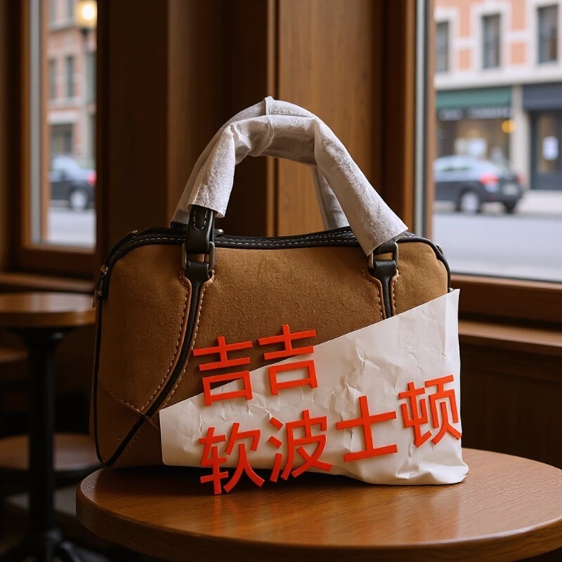 Jiji-style baseball soft Boston bag, small size, 2025 new model, commuter handbag and crossbody bag for women Jiji-style baseball soft Boston bag, small size, 2025 new model, commuter handbag and crossbody bag for women