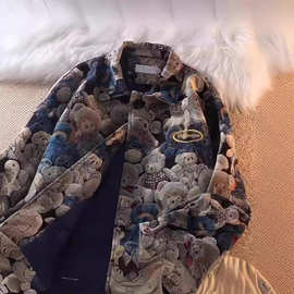 JWNEED金丝满版小熊棒球服男女秋冬款pureピュア小众外套情侣夹克