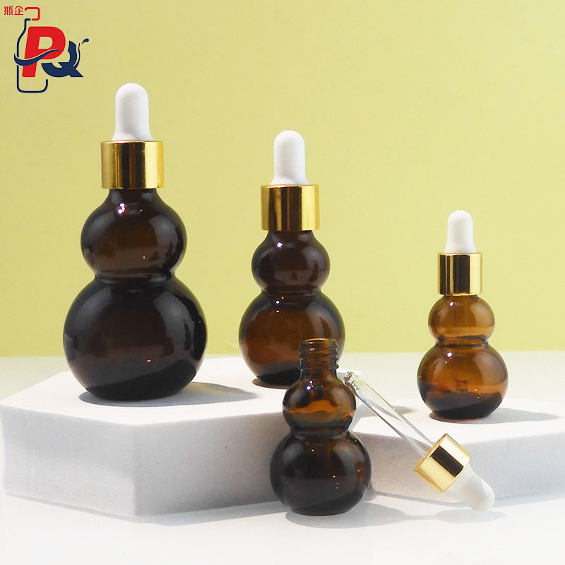 现货直供10ml30ml茶色双葫芦瓶棕色避光原液精华液滴管瓶精油瓶|undefined