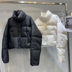 Girls Winter Style Cotton Outwear with Diamonds 2025 Winter K-Style New Style Baby's Breath Hot Diamond Fashion Zipper down Cotton Outwear