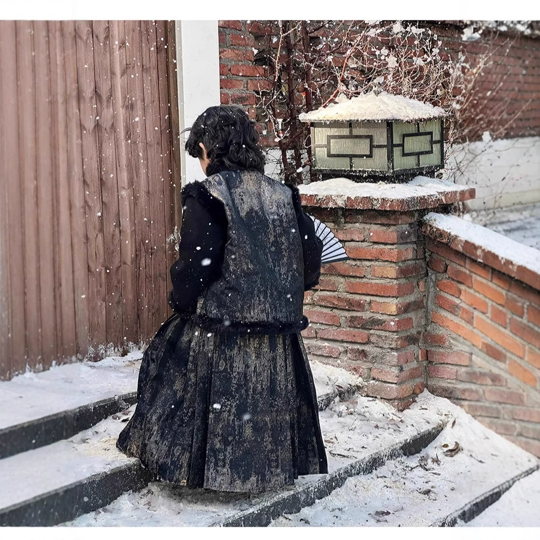 Детская зимняя ханьфу с пухом для мальчиков и девочек, китайский стиль