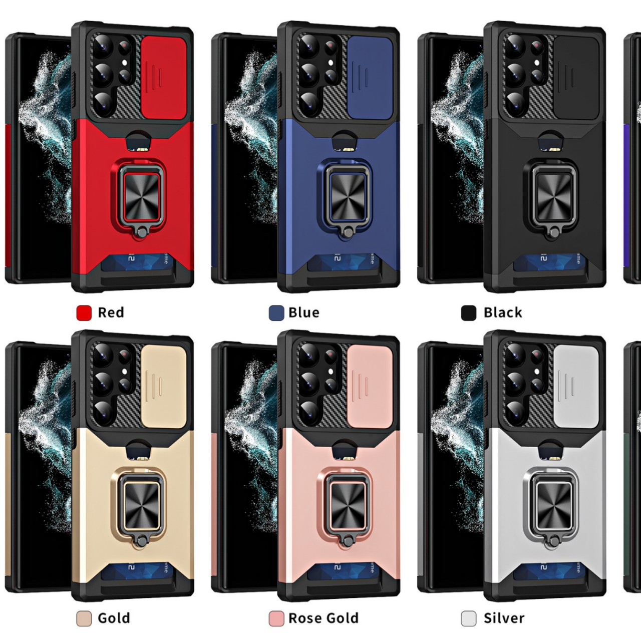 For Samsung S25Ultra mobile phone case push window car magnetic card protection cover bracket