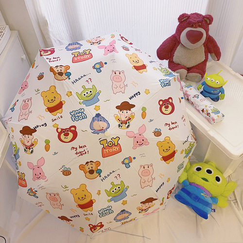 Wholesale fully automatic vinyl parasol, rain or shine umbrella for women, high-looking, cute, ins, forest style, simple