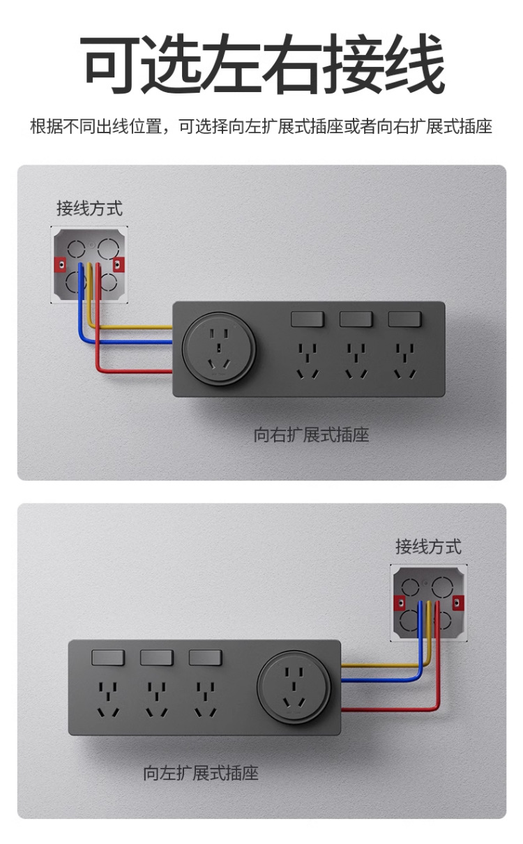 扩展插座86型多功能墙壁拓展插座转换器多孔位无线插排插线接线