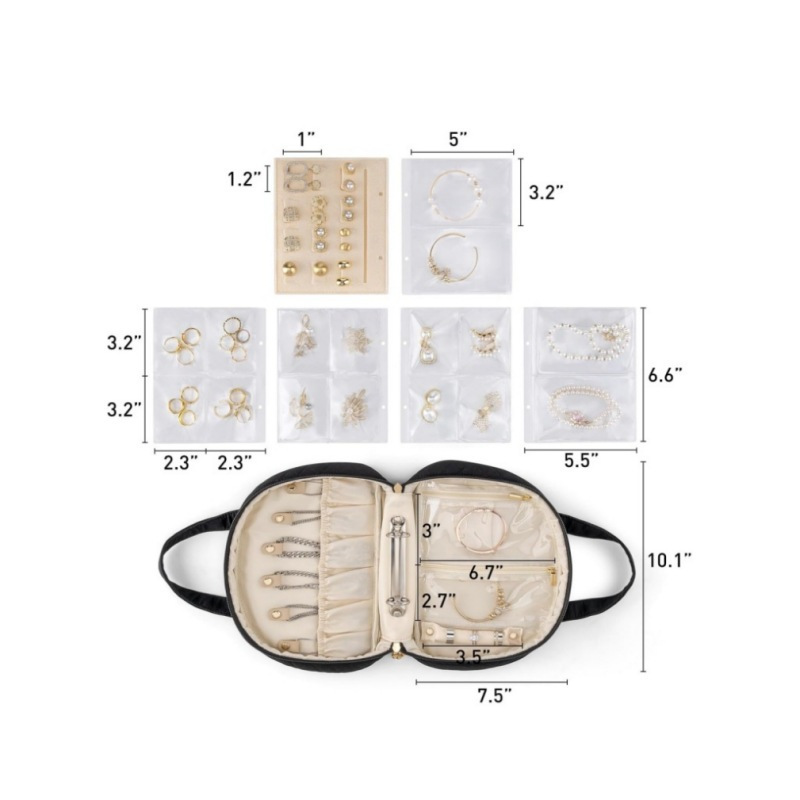 Inventario transfronterizo nueva joyería de viaje libro anillo carpeta con bolsas de joyería folleto transparente bolsa con cremallera
