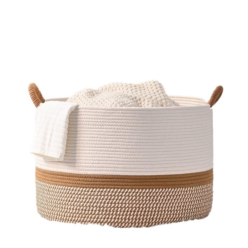 Amazon venta caliente cuerda de algodón canasta de ropa sucia canasta de lavandería de gran capacidad para el hogar japonés canasta de almacenamiento canasta de almacenamiento de juguetes para bebés