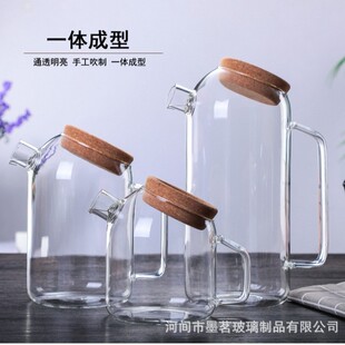 Manufacturer's Button Wooden Lid Cold Water Kettle Heated Teapot Teacup Tea Set High Borosilicate Glass Juice Large Capacity